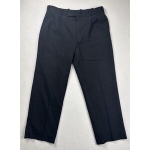 Men's Sapphire Black Dress Pants Slacks Flat Front Career Work 36x26